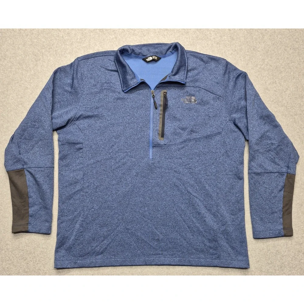 The North Face Jacket Mens XXL Blue 1/4 Zip Fleece Pullover Sweater  CUG0